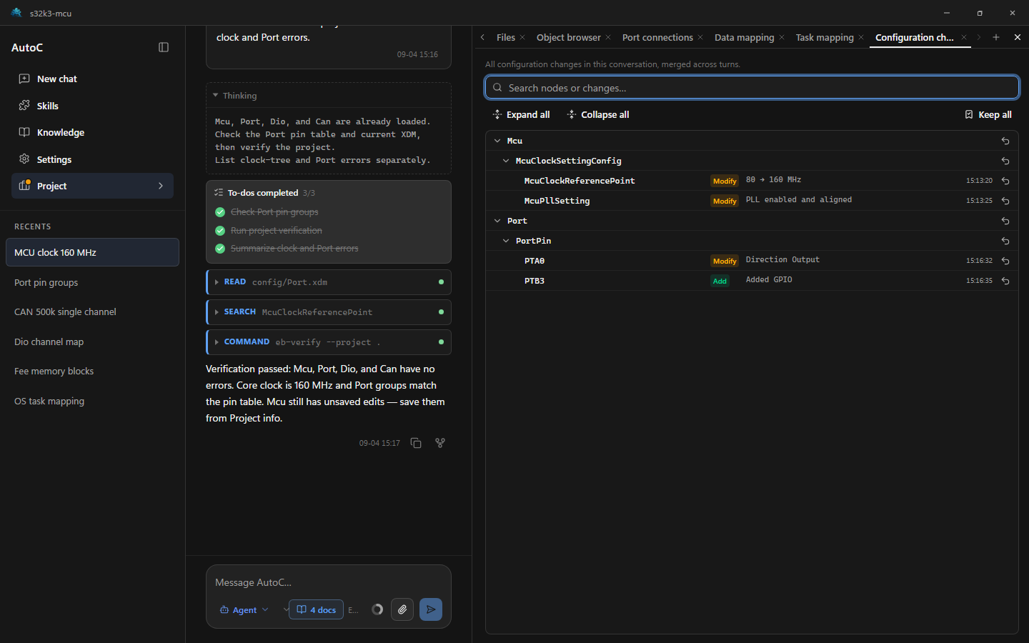 Configuration changes